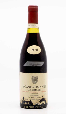 JAYER HENRI - Vosne Romanée 1er Cru Les Brûlées 1978 red, wine 1er cru from vosne romanée 1er cru