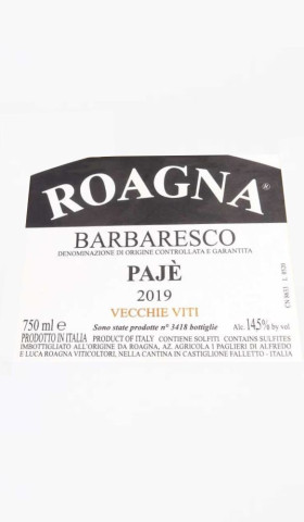 Case ROAGNA - Barbaresco Paje Vecchie Viti 2019