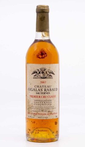 CHÂTEAU SIGALAS RABAUD - Sauternes 1987 blanc, vin  de sauternes